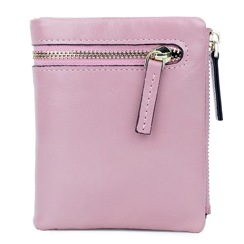 Pink Новые поступления, минималистичные мягкие бумажники, натуральная кожа, масло, воск, европейский и американский стиль, женский кошелек,, винтажные Кошельки для монет - Цвет: Pink