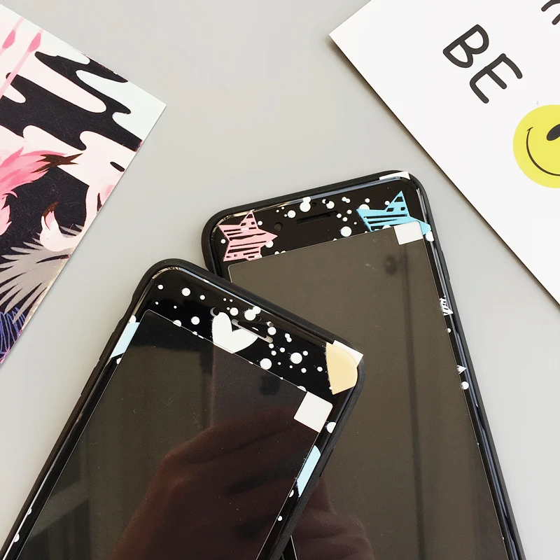 Черный Стекло чехол для iPhone X 10/8 plus, 7, 7Plus закаленное Стекло для iPhone 6 6 S plus чехол lover Кот яркий экран из закаленного стекла