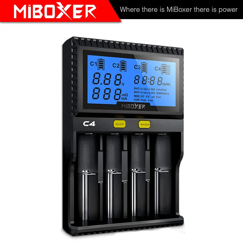 Новые miboxer C4 ЖК дисплей Smart Батарея Зарядное устройство для литий ионных IMR ICR LiFePO4