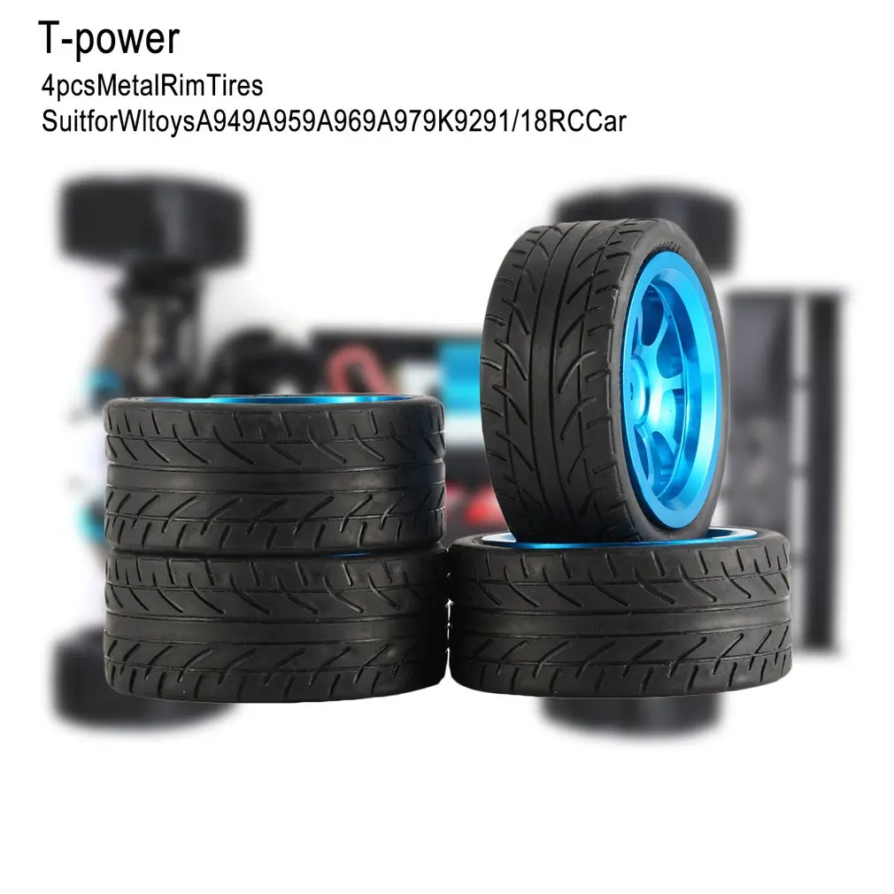 T мощность 4 шт. 65 мм металлические обода резиновые шины колеса для Wltoys 1/18 a949 A959 a969