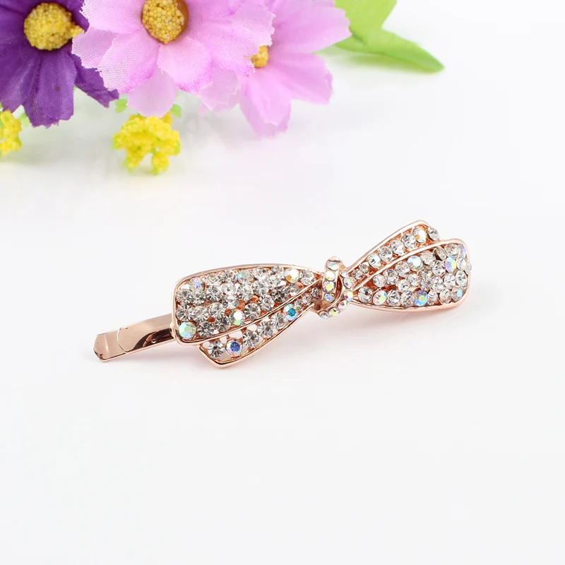 Заколка для волос стразы белый розовый фиолетовый цвет ювелирное изделие