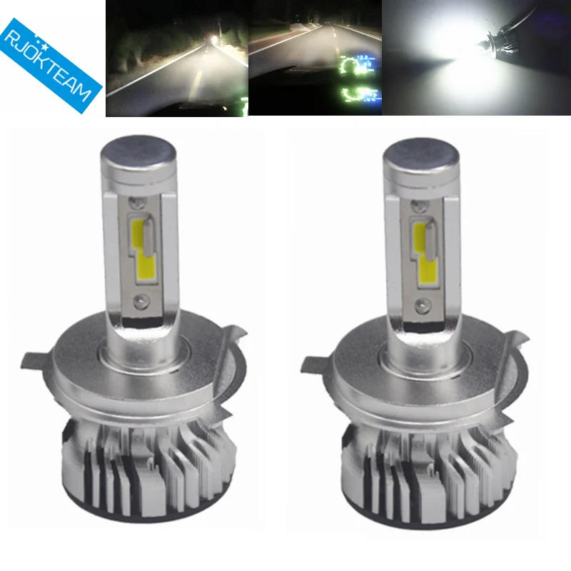 

2x H1 H3 H4 H7 H11 светодиодный COB головной светильник 60W 6500K 12V/24V 6000LM автомобильная лампа для ксенонового белого головной светильник лампа, высокий,...