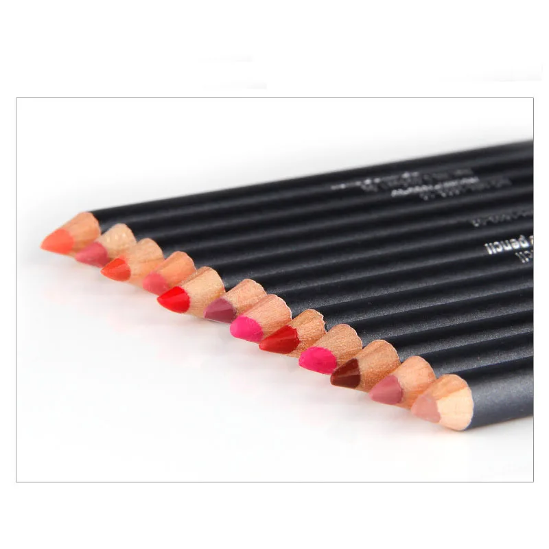 Оптовая продажа 12 цветов Матовая Контур для губ Карандаш долгое