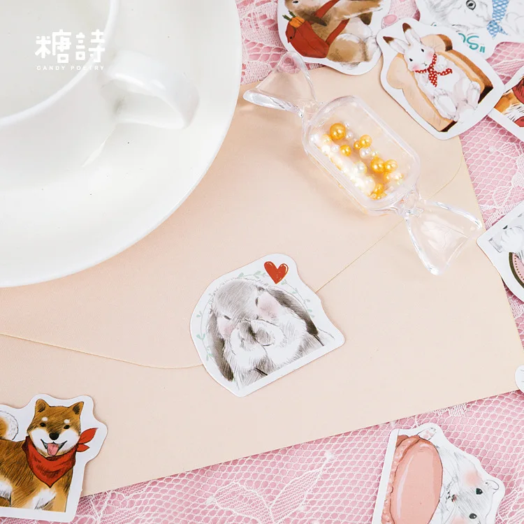 45 шт./лот Kawaii канцелярские наклейки в виде животных набор милых кошек собак Васи