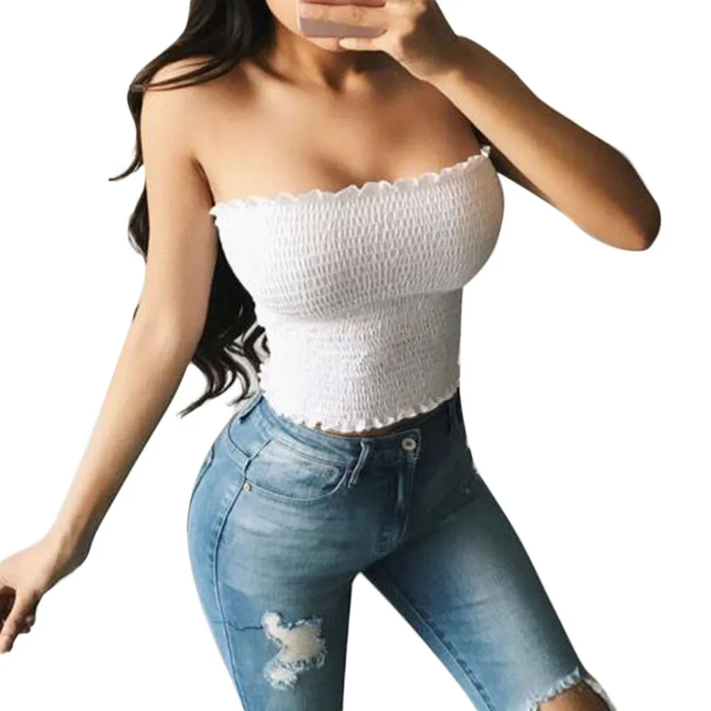 c Пикантные Повседневное без бретелек майка женские бюстье Boob сплошные пробки эластичный костюм бюстгалтер пуловерный корсет Верхняя одежда#350 - Цвет: c