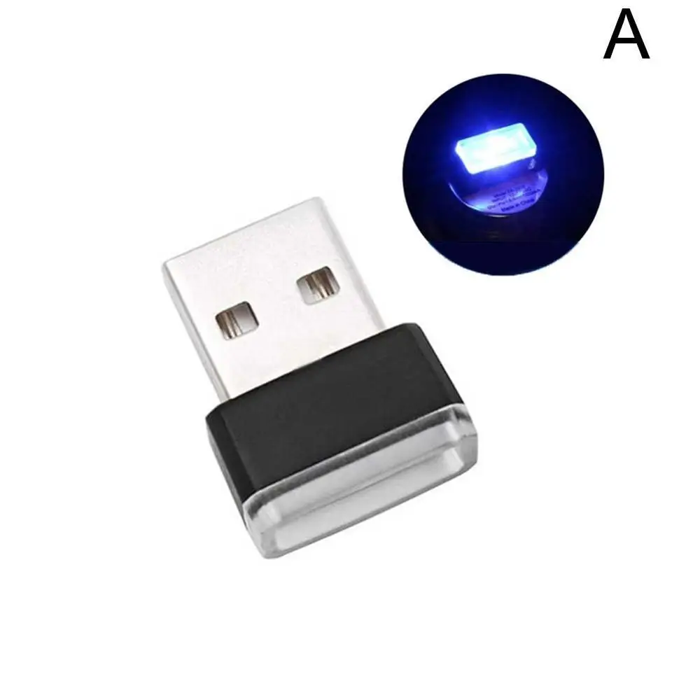 A BLUE Высокое качество мини-светодиод машины светильник авто Интерьер USB атмосферный свет Plug Play Декор лампа аварийный светильник ing PC автомобильные аксессуары - Испускаемый цвет: A BLUE