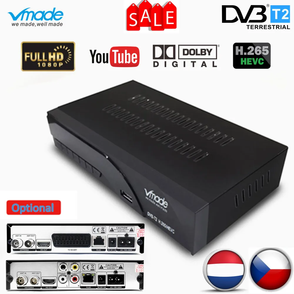Vmade полностью HD цифровой DVB T2 K6 scart/AV наземный набор top box Поддержка H.265 HEVC 1080p Dolby AC3