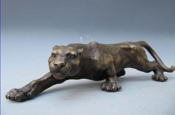 ZSR USPS to USA S3318 Chinese Refined Art Pure Bronze Copper animal leopard panther Cheetah Statues | Дом и сад