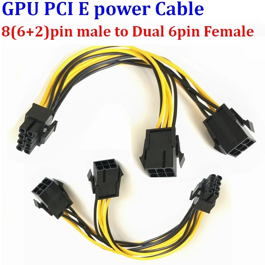 GPU Molex 8 pin (6 + 2) PCI Express male to 2 x Dual PCIe 6 Female Graphics Video Card PCIE VGA Splitter Hub силовой