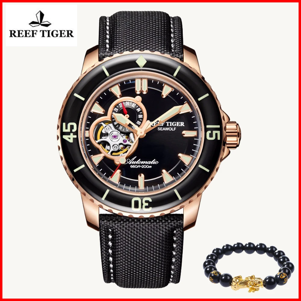Риф Тигр/RT бренд спортивные часы Мужские сапфировое стекло нейлон светящийся