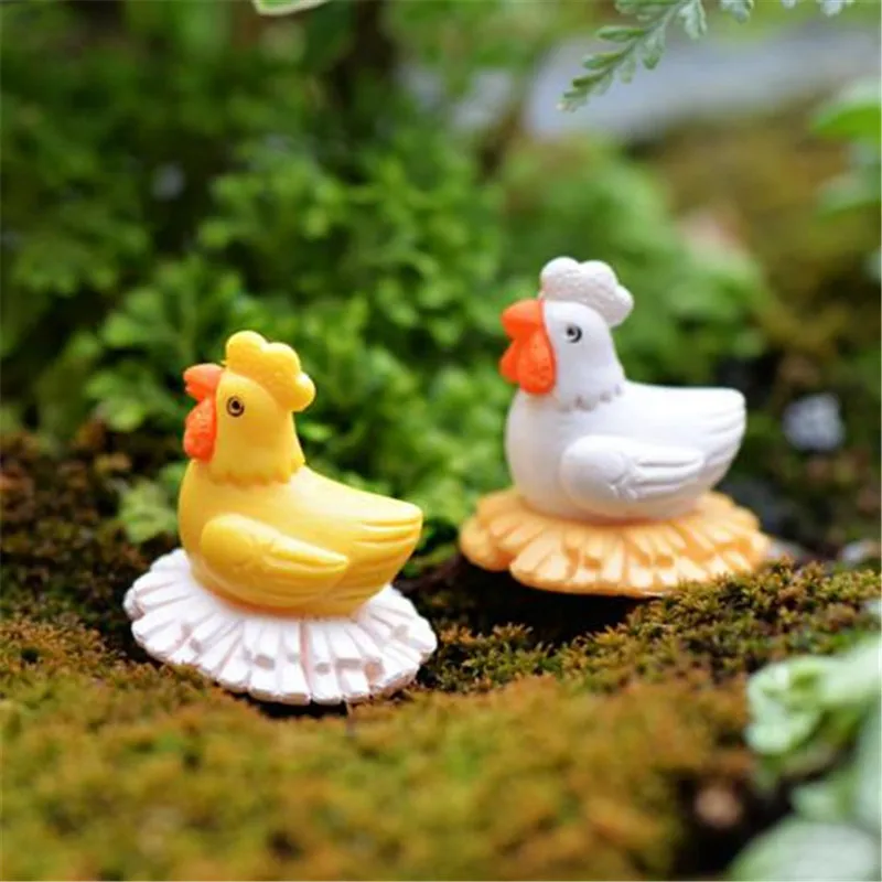 Mini cartoon animal 26mm chicken DIY resin small ornaments Moss microlandscape Decoration Christmas gift free shipping | Дом и сад