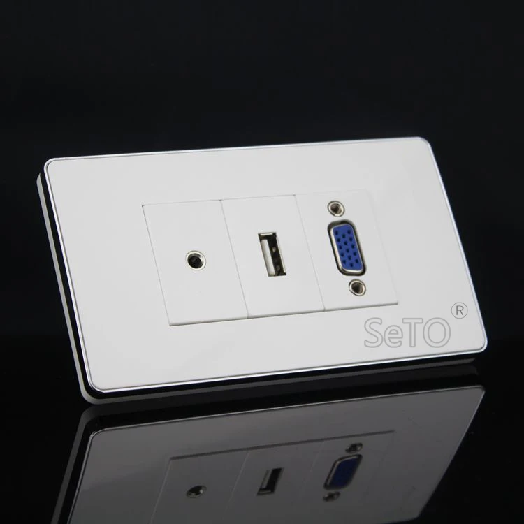 SeTo 120 тип 3 5 мм наушники + VGA USB Разъем Панель настенная пластина гнездо кейстон