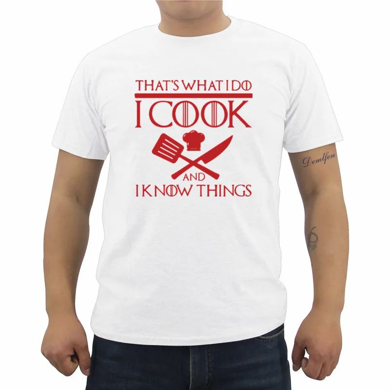 Новый летний готовлю And I Know Things шеф-повара футболка Забавный подарок для мужчин