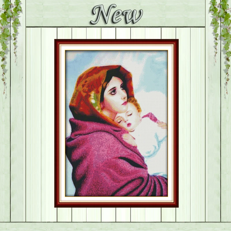 

Holy mother & holy son,11CT Counted print on Canvas DMC 14CT Cross Stitch Embroidery kit,Needlework Set,Christian Jesus painting
