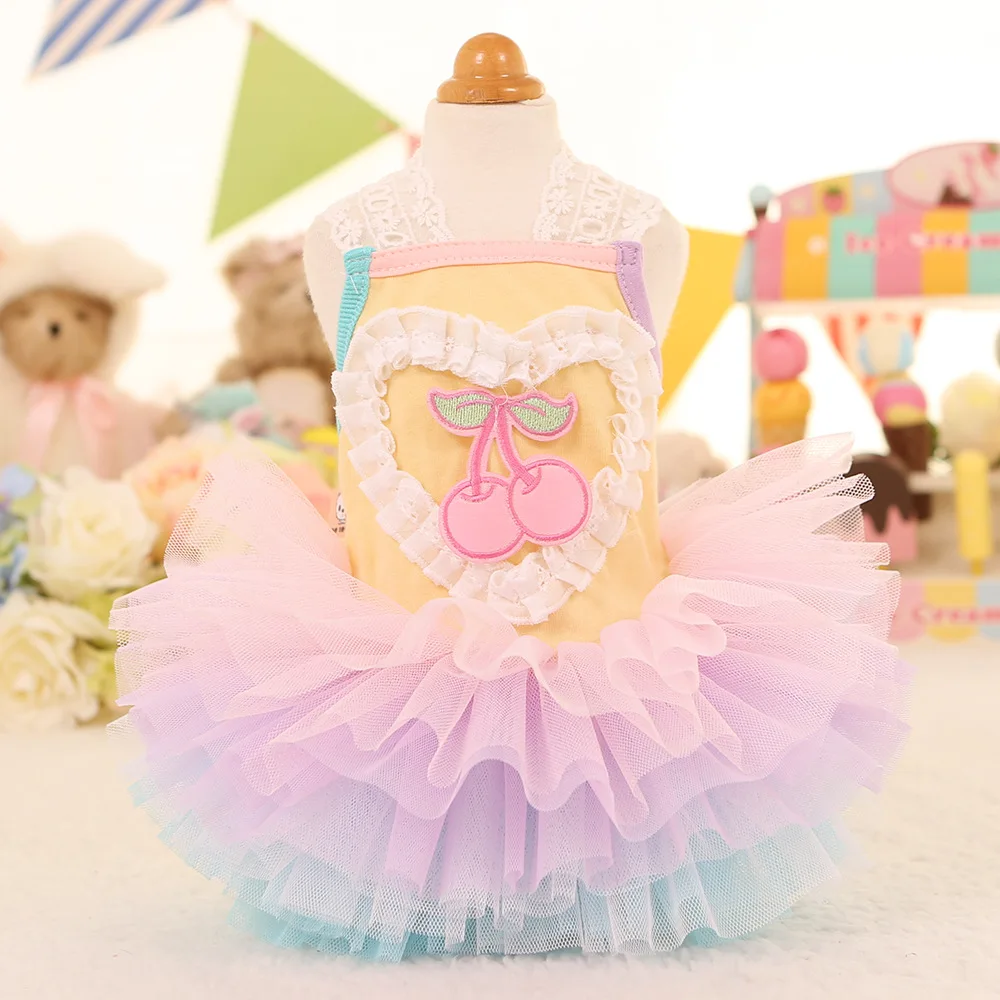 MKO 2018 вишня любовь хлопок летом собака платье Cachorro одежда собаки Vestidos Roupas Para юбка