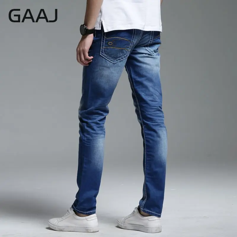 PROFESSIONAL JEANS STORE Men Jeans 2019 Motorcycle Original Retro 100% Cotton Straight Slim Blue For Man Luxury | Мужская одежда