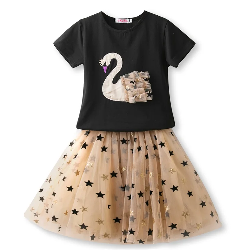 2 шт. футболка с принтом фламинго и платье сетчатой вуалью | Мать ребенок