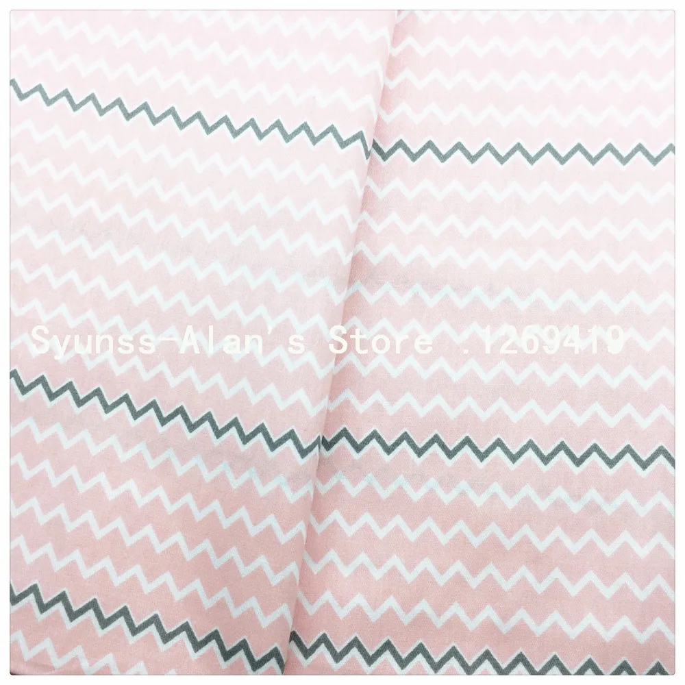 Syunss Twill Cotton Fabric DIY Tissu Patchwork Telas Sewing Baby Toy Bedding Quilting Cloth Pink Gray Waves Printed Craft Tecido | Дом и сад