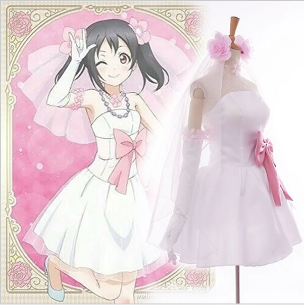 Love Live! Школьный проект Idol Пробуждение Подружка невесты Нико Ядзава косплей белое