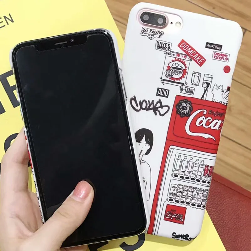 UVR мультфильм Cool Girl напитка водные наклейки живопись чехол Carcasa для iPhone 6 S 7 8 плюс X