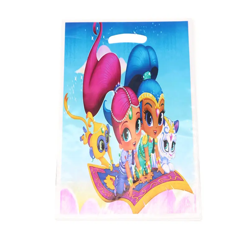 Shimmer shine 20 шт./лот вечерние подарочные сумки с розовой тематикой в виде единорога, вечерние пластиковые сумки для конфет, праздничные вечерние сумки для детей - Цвет: Shimmer shine