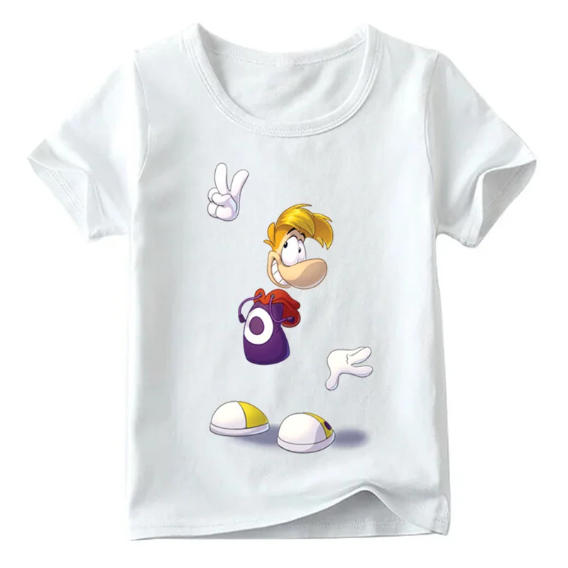 Детская футболка с принтом «Rayman Legends adventures» летняя белая футболка для маленьких девочек Повседневная забавная Одежда для мальчиков HKP5204 - Цвет: White D