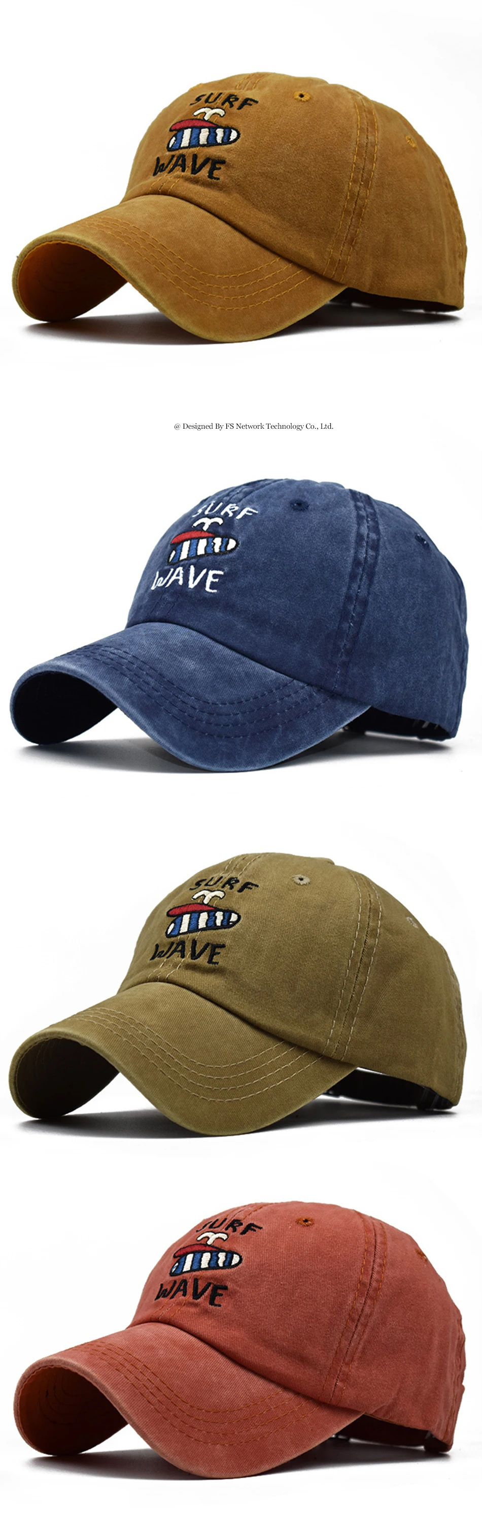 FS Snapback шляпа хлопок милый мультфильм волна письмо вышивка для женщин дамы лицо кепки Gorras Hombre мужчин бейсболка папа шапки хип-хоп