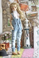 distressed overall jeans pant bib for bjd doll 14 msd13 sd10sd13sd16 doll clothes cwb32