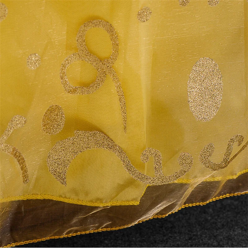 

3-8Age girl clothes dress baby birthday party halloween christmas princessdress Gold line decorative printing quality child wear