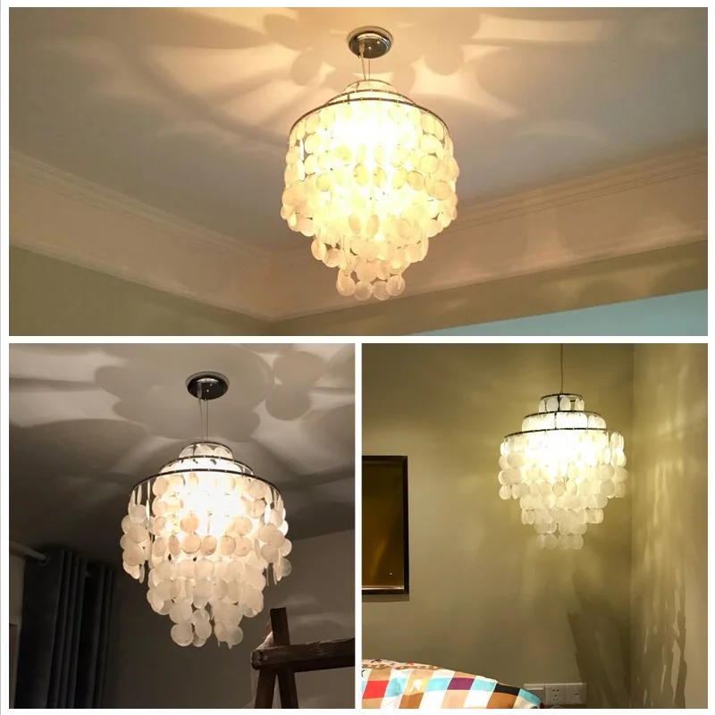 modern natural shell pendant light bedroom hanging | Лампы и освещение