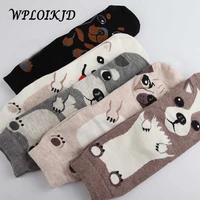 wploikjdkorean calcetines cotton printing tube socks harajuku cute dog pug funny socks women cartoon sox floor unisex socks