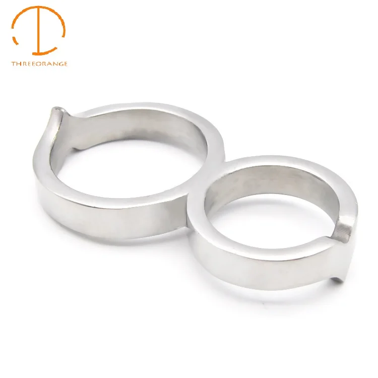 Два кольца мужские целомудрия стальная клетка из нержавеющей стали замок