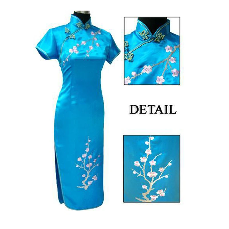 Винтажное китайское платье Ципао с цветочной вышивкой размеры S M L XL XXL XXXL 020708|long