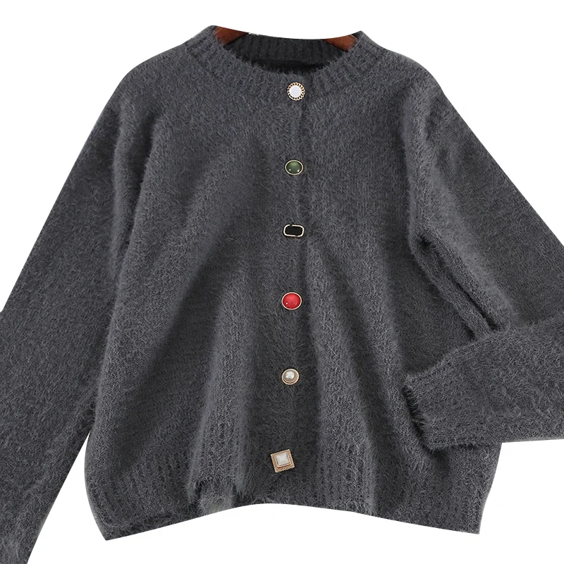 2019 new fashion women's sweater winter loose long-sleeved warm thick mohair knit 2691 |