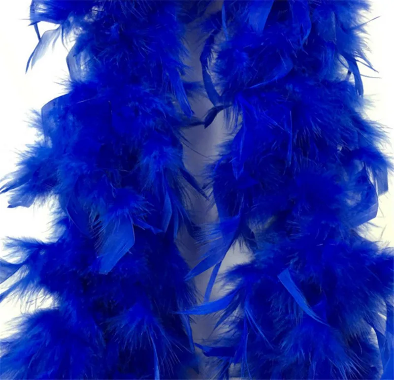 Royal blue 2 метра Супер утолщаются Chandelle Турция Перья боа отделка 80 г юбка шарф/костюм/шоу вечерние перья марабу для ремесел сантехников - Цвет: Royal blue