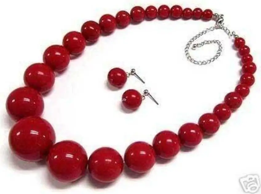 

Продажа ювелирных изделий> Красивые 6-14 мм красные коралловые круглые бусы ожерелье серьги 18 "набор