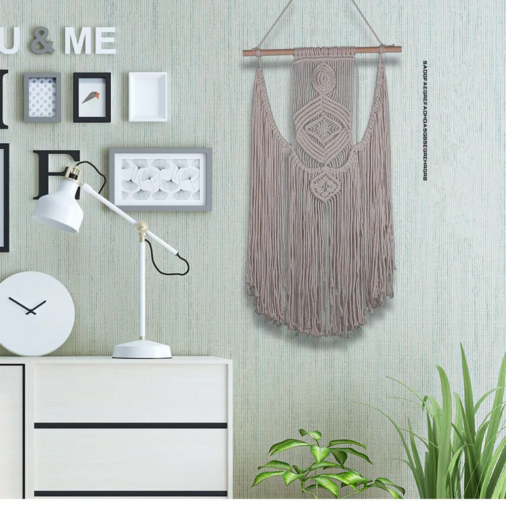 DIY Тканый гобелен, богемное украшение для дома, Свадебный простой бежевый гобелен, настенный гобелен, занавеска макраме