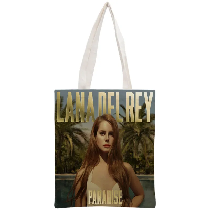 Индивидуальная сумка-тоут Lana Del Rey, многоразовая сумка 30x35 см, двухсторонняя сумка, сумка через плечо, складная Холщовая Сумка для покупок - Цвет: 21
