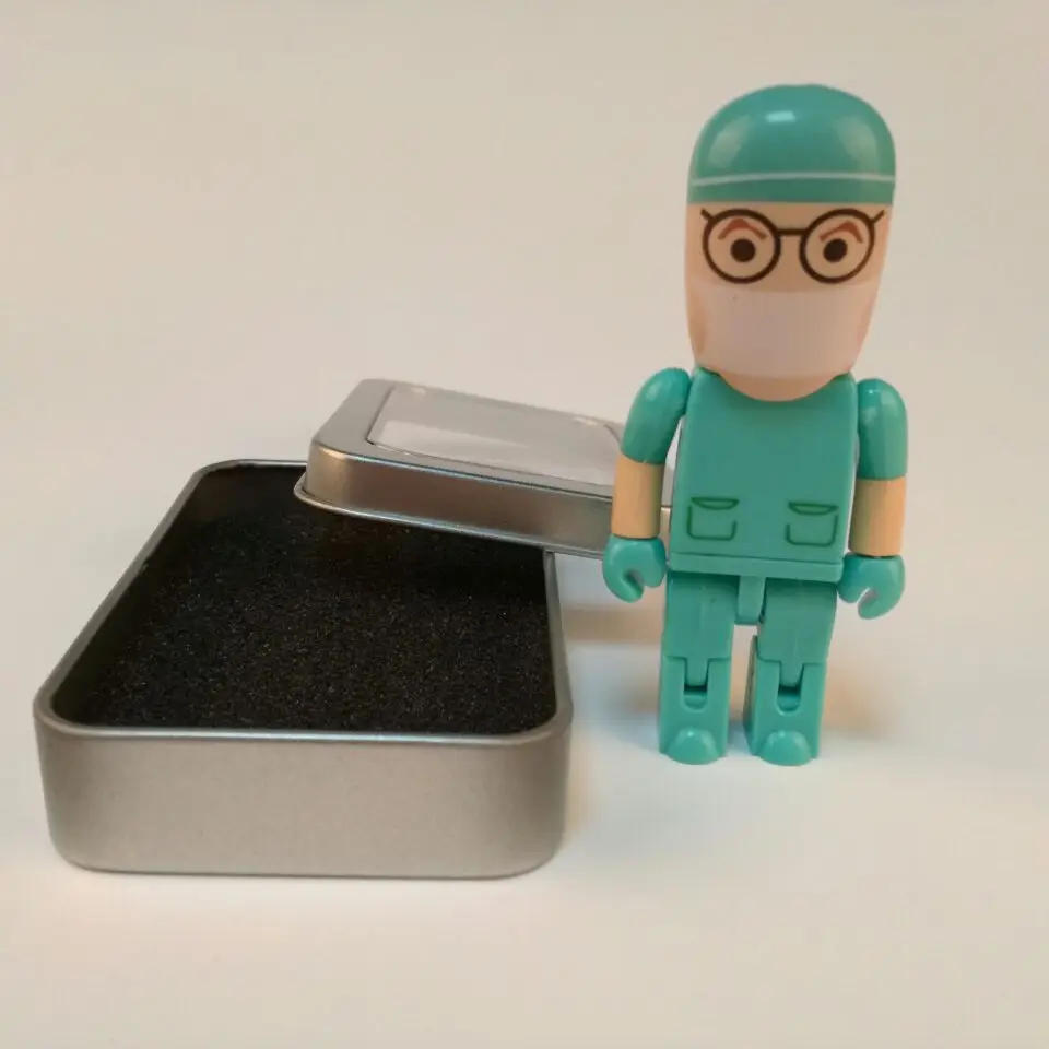 Мультфильм в виде доктора USB 2,0 флэш-накопитель памяти с в металлической коробке