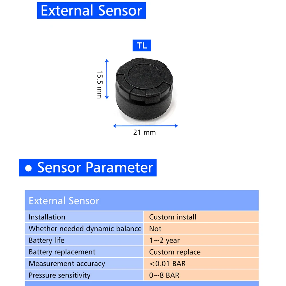 Автомобильная универсальная система контроля давления в шинах T881 TPMS 4 внешних