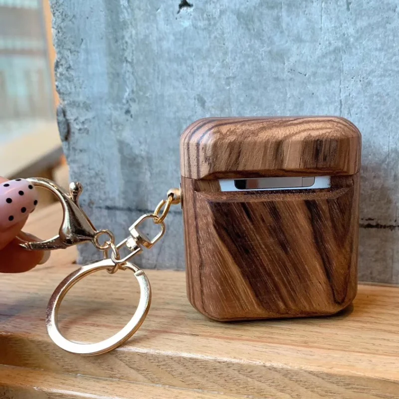 Zebra wood Жесткий Чехол для AirPods, защитный чехол из твердой древесины, противоударный чехол для Apple, чехол для зарядки наушников с украшениями - Цвет: Zebra wood