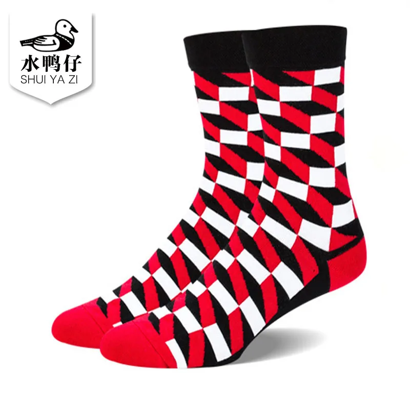 Хлопок мужская длинный ствол носки моды прилив Корея Плед торговли | Мужская