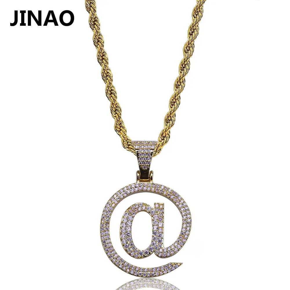 Gold JINAO золото/серебро цвет покрытием Iced Out Micro Pave кубический циркон@ письмо кулон ожерелье хип-хоп рок ювелирные изделия для мужчин и женщин - Окраска металла: Gold