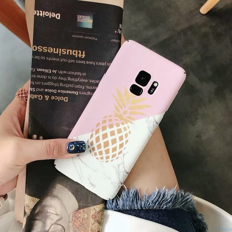pineapple Мраморный чехол для телефона samsung Galaxy S7 Edge S8 S9 S10 Plus e Note 8 9 Note9 S10e S9+ жесткий чехол с рисунком - Цвет: pineapple