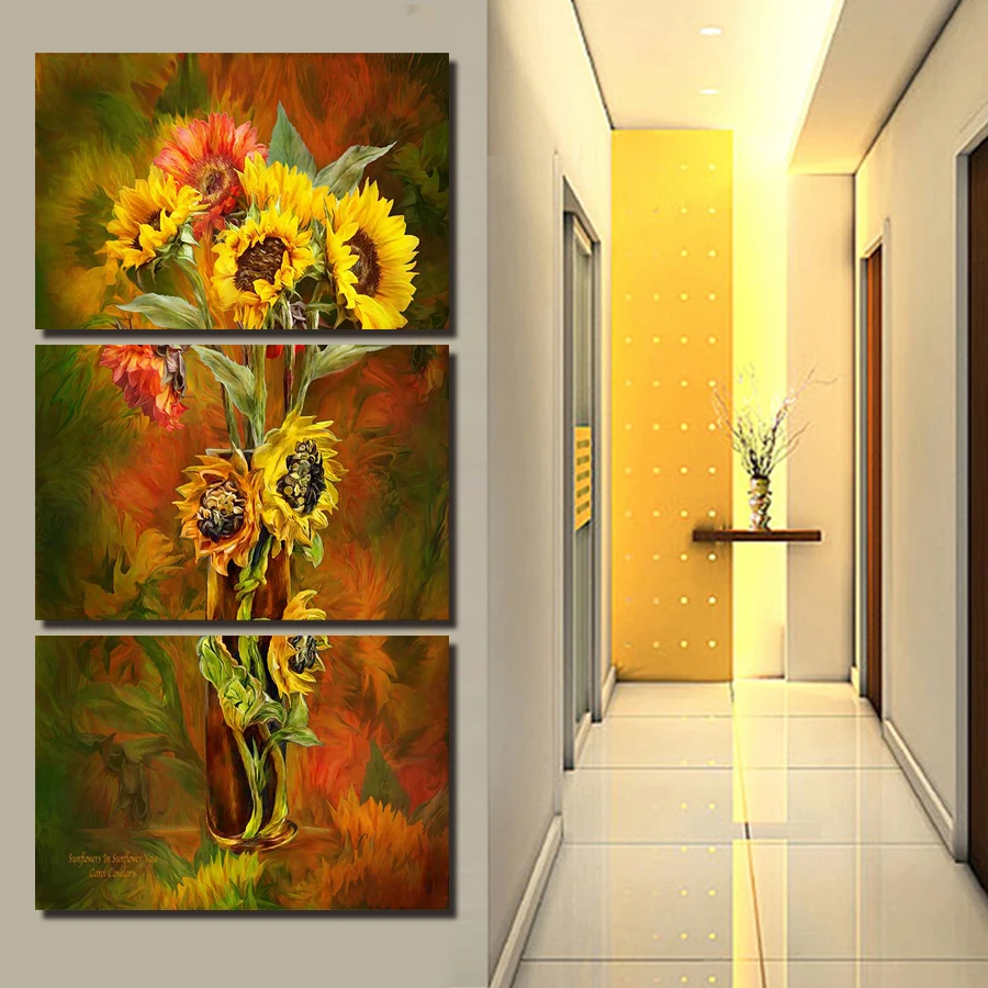 

CLSTROSE Hot Spray Painting 3 Panels Flowers Painting Canvas Wall Art Picture Home Decoration Living Room Print Modern Painting