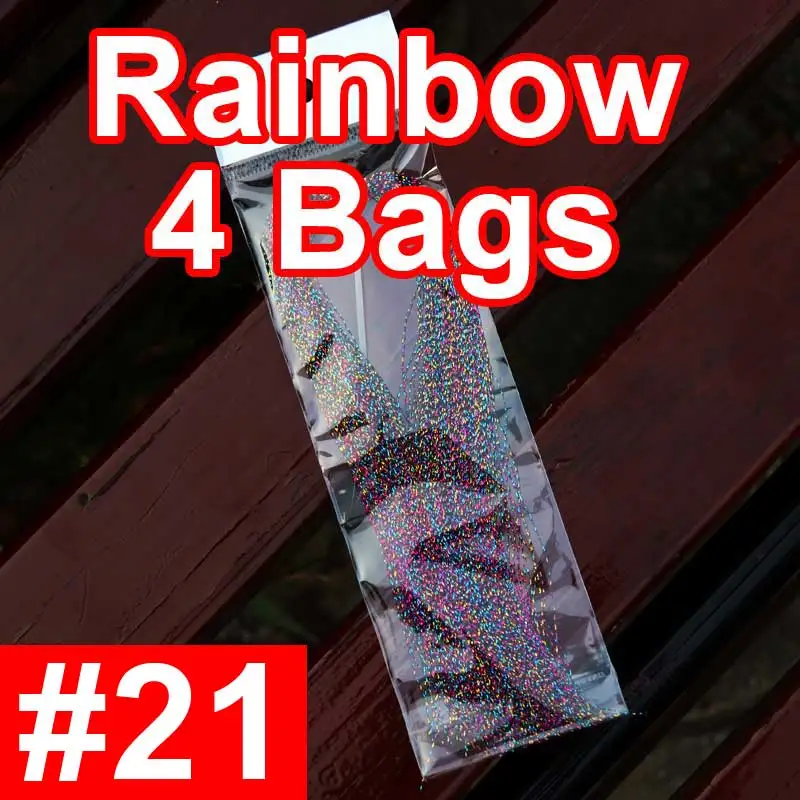 4 bags color n21 Bimoo 4 упаковки Flashabou Мишура для завязывания мушек Хрустальная вспышка для приманка с крючками материал для изготовления Krystal пряди золото серебро Радуга Розовый - Цвет: 4 bags color n21