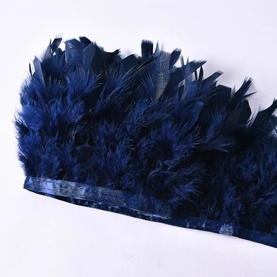 navy blue 10 метров, 10-15 см, индейка, перо, отделка, натуральное золото, желтое перо марабу, для рукоделия, лента, бахрома для юбки, свадебное украшение - Цвет: navy blue