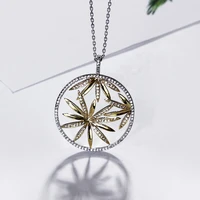 beautiful very big necklace gold leaf pendant 2 tone jewelry large suspension pendants for women new accessories