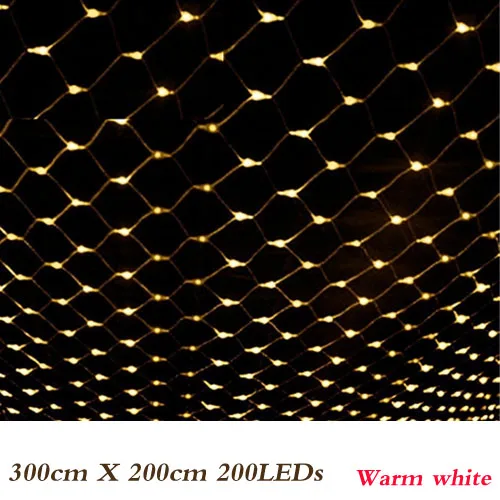 3 м x 2 м 200 Led 220 в супер яркий сетчатый светильник, Рождественский светильник, новогодний светильник для сада, лужайки, свадьбы, праздника, светильник ing - Испускаемый цвет: With Connector
