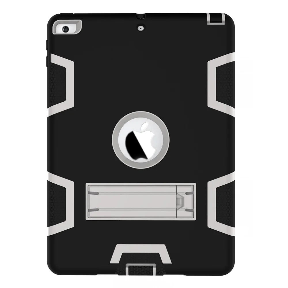 Black Grey WEFOR для нового iPad iPad 9,7 чехол, высокая ударопрочность Гибридный трехслойный сверхмощный защитный чехол Полная защита для корпуса - Цвет: Black Grey